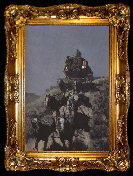 framed  Frederic Remington The Old Stage-Coach of the Plains (mk43), ta009-2